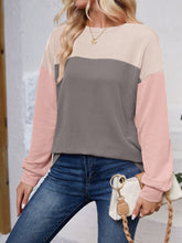 Load image into Gallery viewer, Color Block Round Neck Long Sleeve Sweatshirt