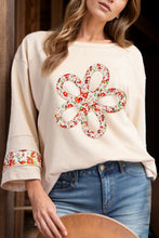 Load image into Gallery viewer, Exposed Seam Slit Floral Round Neck Blouse