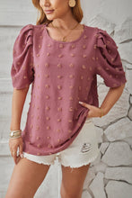 Load image into Gallery viewer, Swiss Dot Round Neck Short Sleeve Blouse
