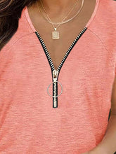 Load image into Gallery viewer, Full Size Half Zip Cap Sleeve T-Shirt