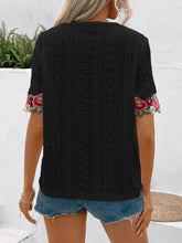 Load image into Gallery viewer, Eyelet Embroidered V-Neck Short Sleeve Blouse