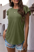 Load image into Gallery viewer, Ruffled Round Neck Cap Sleeve Blouse