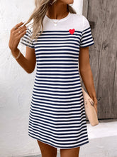Load image into Gallery viewer, Striped Round Neck Short Sleeve Mini Dress