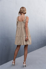 Load image into Gallery viewer, Frill Tiered Tie Shoulder Mini Cami Dress