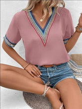 Load image into Gallery viewer, Full Size V-Neck Short Sleeve Blouse