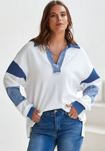 Load image into Gallery viewer, Color Block Johnny Collar Long Sleeve Sweatshirt