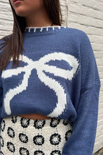 Load image into Gallery viewer, Bow Graphic Round Neck Long Sleeve Sweater