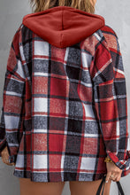 Load image into Gallery viewer, Plus Size Plaid Button Up Hooded Jacket