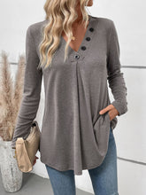 Load image into Gallery viewer, Perfee V-Neck Long Sleeve T-Shirt