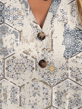 Load image into Gallery viewer, Full Size Printed Notched Short Sleeve Blouse