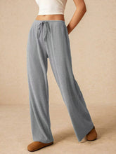 Load image into Gallery viewer, Ribbed Drawstring Wide Leg Pants