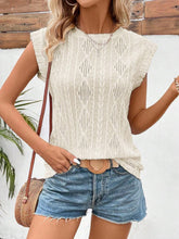 Load image into Gallery viewer, Eyelet Round Neck Cap Sleeve Top