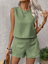 Load image into Gallery viewer, Round Neck Sleeveless Top and Shorts Set