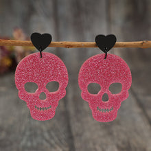 Load image into Gallery viewer, Acrylic Skeleton & Heart Earrings