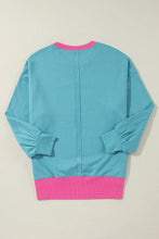Load image into Gallery viewer, Contrast Round Neck Dropped Shoulder Long Sleeve Sweatshirt