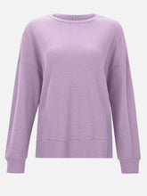 Load image into Gallery viewer, Side Slit Round Neck Long Sleeve T-Shirt