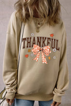Load image into Gallery viewer, THANKFUL Bow Round Neck Long Sleeve Sweatshirt