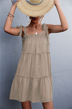 Load image into Gallery viewer, Frill Tiered Tie Shoulder Mini Cami Dress