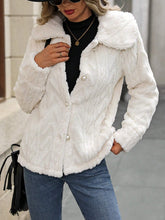 Load image into Gallery viewer, Fuzzy Texture Button Up Collared Neck Coat