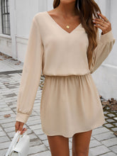 Load image into Gallery viewer, Cutout V-Neck Long Sleeve Mini Dress
