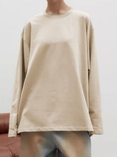 Load image into Gallery viewer, Round Neck Dropped Shoulder Long Sleeve T-Shirt
