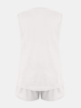 Load image into Gallery viewer, Full Size Waffle-Knit Notched Top and Shorts Set