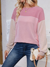 Load image into Gallery viewer, Color Block Round Neck Long Sleeve Sweatshirt
