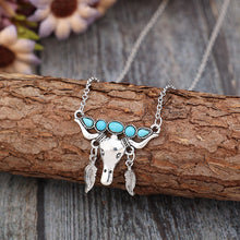 Load image into Gallery viewer, Artificial Turquoise Cow Shape Necklace