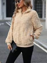 Load image into Gallery viewer, Fuzzy Quarter Zip Long Sleeve Sweatshirt