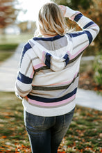 Load image into Gallery viewer, Plus Size Striped Long Sleeve Hooded Sweater