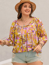 Load image into Gallery viewer, Plus Size Printed Tie Neck Blouse