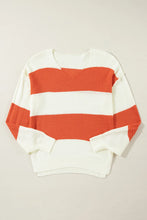 Load image into Gallery viewer, Color Block Dropped Shoulder V-Neck Sweater