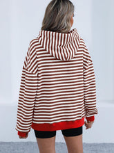 Load image into Gallery viewer, Drawstring Striped Long Sleeve Hoodie
