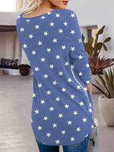 Load image into Gallery viewer, Full Size Side Zip Printed V-Neck Long Sleeve T-Shirt