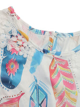 Load image into Gallery viewer, Printed Round Neck Lace Short Sleeve Top