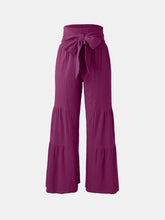 Load image into Gallery viewer, Tied Ruched Wide Leg Pants