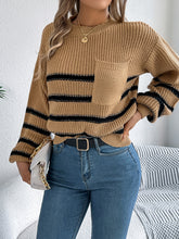 Load image into Gallery viewer, Striped Round Neck Long Sleeve Sweater
