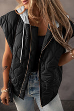 Load image into Gallery viewer, Drawstring Zip Up Hooded Vest Coat