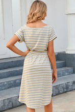 Load image into Gallery viewer, Tied Striped Cap Sleeve Dress