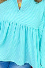 Load image into Gallery viewer, Plus Size Textured Peplum Long Sleeve Blouse