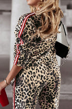 Load image into Gallery viewer, Plus Size Leopard Round Neck Top and Pants Set
