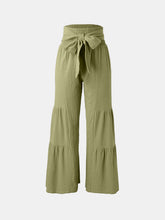Load image into Gallery viewer, Tied Ruched Wide Leg Pants