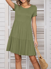 Load image into Gallery viewer, Round Neck Short Sleeve Mini Tee Dress