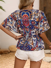 Load image into Gallery viewer, Printed Surplice Half Sleeve Blouse