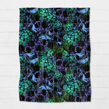 Load image into Gallery viewer, Blanket - Halloween - Blue Green Skulls - PREORDER 7/28-7/31