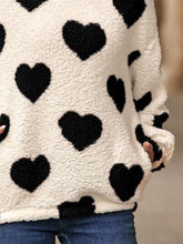 Load image into Gallery viewer, Fuzzy Heart Pocketed Dropped Shoulder Hoodie