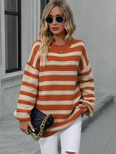 Load image into Gallery viewer, Striped Dropped Shoulder Sweater
