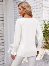 Load image into Gallery viewer, Smocked V-Neck Long Sleeve Blouse