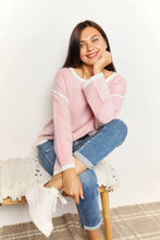 Load image into Gallery viewer, Double Take Contrast Detail Dropped Shoulder Knit Top