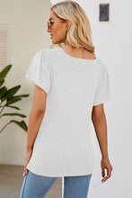 Load image into Gallery viewer, Smocked Round Neck Flutter Sleeve T-Shirt